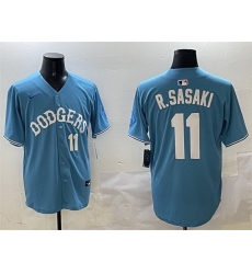 Men Los Angeles Dodgers 11 Roki Sasaki Light Blue Limited Stitched Baseball Jersey