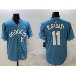 Men Los Angeles Dodgers 11 Roki Sasaki Light Blue Limited Stitched Baseball Jersey