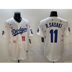 Men Los Angeles Dodgers 11 Roki Sasaki White 2025 Tokyo Series Limited Stitched Baseball Jersey