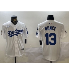 Men Los Angeles Dodgers 13 Max Muncy White 2024 World Series With Fernando Memorial Patch Home Limited Stitched Baseball Jersey