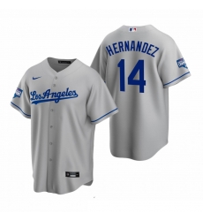 Men Los Angeles Dodgers 14 Enrique Hernandez Gray 2020 World Series Champions Road Replica Jersey