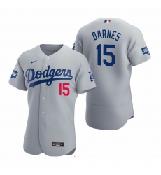 Men Los Angeles Dodgers 15 Austin Barnes Gray 2020 World Series Champions Flexbase Jersey