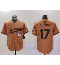 Men Los Angeles Dodgers 17  Shohei Ohtani Brown Cool Base Stitched Baseball Jersey  6