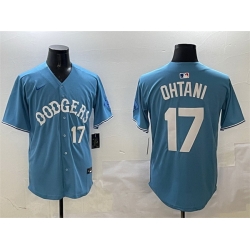 Men Los Angeles Dodgers 17 Shohei Ohtani Light Blue Limited Stitched Baseball Jersey