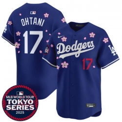 Men Los Angeles Dodgers 17 Shohei Ohtani Royal 2025 Tokyo Series Limited Stitched Baseball Jersey