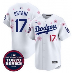 Men Los Angeles Dodgers 17 Shohei Ohtani White 2025 Tokyo Series Limited Stitched Baseball Jersey