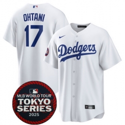 Men Los Angeles Dodgers 17 Shohei Ohtani White 2025 World Tour Tokyo Series Home Stitched Baseball Jersey