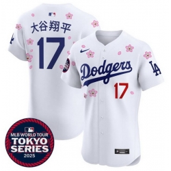 Men Los Angeles Dodgers 17 Shohei Ohtani White Japanese Name 2025 Tokyo Series Limited Stitched Baseball Jersey