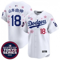 Men Los Angeles Dodgers 18 Yoshinobu Yamamoto Japanese Name White 2025 Tokyo Series Limited Stitched Baseball Jersey