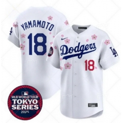 Men Los Angeles Dodgers 18 Yoshinobu Yamamoto White 2025 Tokyo Series Limited Stitched Baseball Jersey