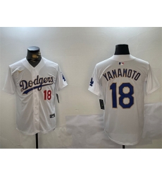 Men Los Angeles Dodgers 18 Yoshinobu Yamamoto White Gold Home Limited Stitched Baseball Jersey