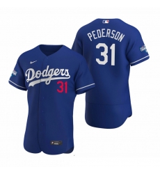 Men Los Angeles Dodgers 31 Joc Pederson Royal 2020 World Series Champions Flex Base Jersey