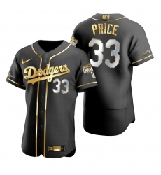 Men Los Angeles Dodgers 33 David Price Black 2020 World Series Champions Gold Edition Jersey