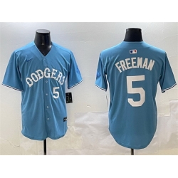 Men Los Angeles Dodgers 5 Freddie Freeman Light Blue Limited Stitched Baseball Jersey