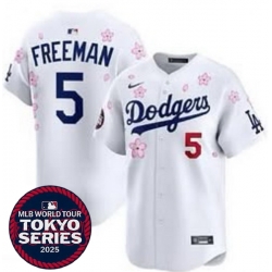 Men Los Angeles Dodgers 5 Freddie Freeman White 2025 Tokyo Series Limited Stitched Baseball Jersey