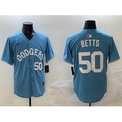 Men Los Angeles Dodgers 50 Mookie Betts Light Blue Limited Stitched Baseball Jersey