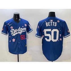 Men Los Angeles Dodgers 50 Mookie Betts Royal 2025 Tokyo Series Limited Stitched Baseball Jersey