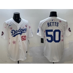 Men Los Angeles Dodgers 50 Mookie Betts White 2025 Tokyo Series Limited Stitched Baseball Jersey