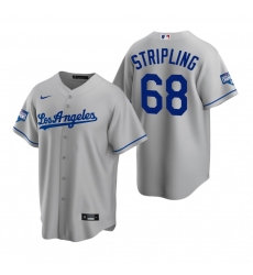 Men Los Angeles Dodgers 68 Ross Stripling Gray 2020 World Series Champions Road Replica Jersey