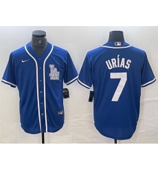 Men Los Angeles Dodgers 7 Julio Urias Blue Cool Base Stitched Baseball Jersey 3