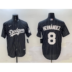 Men Los Angeles Dodgers 8 Enrique Hernandez Black Cool Base Stitched Baseball Jersey