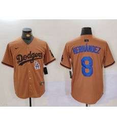 Men Los Angeles Dodgers 8 Kike Hernandez Brown Cool Base Stitched Baseball Jersey 5