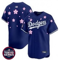 Men Los Angeles Dodgers Blank Blue 2025 Tokyo Series Limited Stitched Baseball Jersey