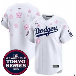 Men Los Angeles Dodgers Blank White 2025 Tokyo Series Limited Stitched Baseball Jersey