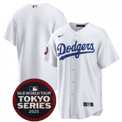 Men Los Angeles Dodgers Blank White 2025 World Tour Tokyo Series Home Stitched Baseball Jersey