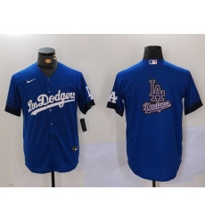 Men Los Angeles Dodgers Blue Team Big Logo City Connect Cool Base Stitched Baseball Jersey 1