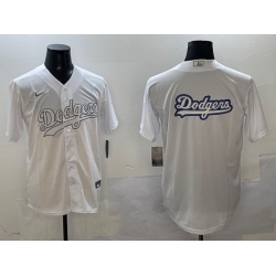 Men Los Angeles Dodgers Team Big Logo White Cool Base Stitched Baseball Jersey