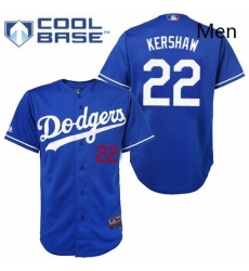 Mens Majestic Los Angeles Dodgers 22 Clayton Kershaw Replica Royal Blue Cool Base MLB Jersey