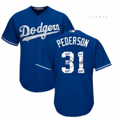 Mens Majestic Los Angeles Dodgers 31 Joc Pederson Authentic Royal Blue Team Logo Fashion Cool Base MLB Jersey