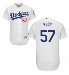 Mens Majestic Los Angeles Dodgers 57 Alex Wood White Home Flex Base Authentic Collection MLB Jersey