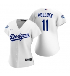 Women Los Angeles Dodgers 11 A J  Pollock White 2020 World Series Champions Replica Jersey