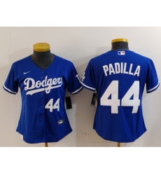 Women Los Angeles Dodgers 44 Vicente Padilla Blue Stitched Jersey 3