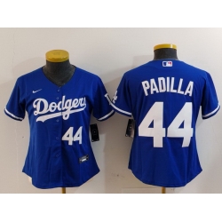 Women Los Angeles Dodgers 44 Vicente Padilla Blue Stitched Jersey 3