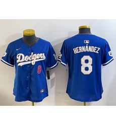 Women Los Angeles Dodgers 8 Enrique Hernandez Royal 2024 Jackie Robinson Patch Limited Stitched Jersey