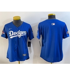 Women Los Angeles Dodgers Blank Royal 2024 World Series Champions With Fernando Memorial Patch Alternate Limited Stitched Baseball Jersey 28Run Small 29