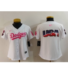 Women Los Angeles Dodgers Team Big Logo White Pink Vin  26 Kobe Patch Stitched Baseball Jersey 6