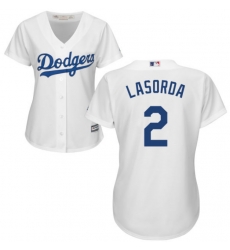 Women Los Angeles Tommy Lasorda White Cool Base Jersey