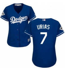 Womens Majestic Los Angeles Dodgers 7 Julio Urias Replica Royal Blue Alternate 2017 World Series Bound Cool Base MLB Jersey