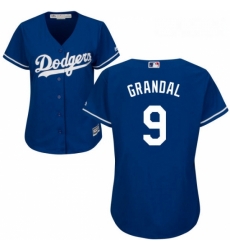 Womens Majestic Los Angeles Dodgers 9 Yasmani Grandal Authentic Royal Blue Alternate Cool Base MLB Jersey