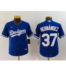 Youth Los Angeles Dodgers 37 Teoscar Hernandez Blue Stitched Baseball Jersey