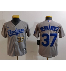 Youth Los Angeles Dodgers 37 Teoscar Hernandez Grey Stitched Baseball Jersey 9