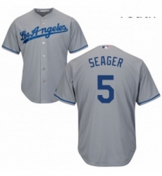 Youth Majestic Los Angeles Dodgers 5 Corey Seager Authentic Grey Road Cool Base MLB Jersey