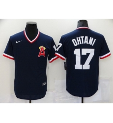 Men Los Angeles Angels 17 Shohei Ohtani Black Red Cool Base Stitched Jersey