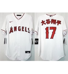 Men Los Angeles Angels 17  Shohei Ohtani White Cool Base Stitched Jersey