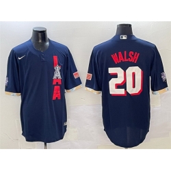 Men Los Angeles Angels 20 Jared Walsh 2021 Navy All Star Cool Base Stitched Baseball Jersey