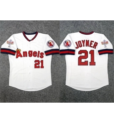 Men Los Angeles Angels 21 Wally Joyner White 1989 All Star Stitched Home Jersey